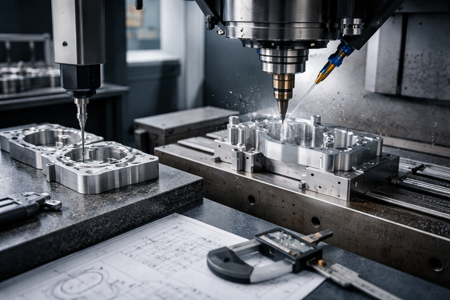 precision machining services using CNC milling machine producing high accuracy metal components in modern workshop