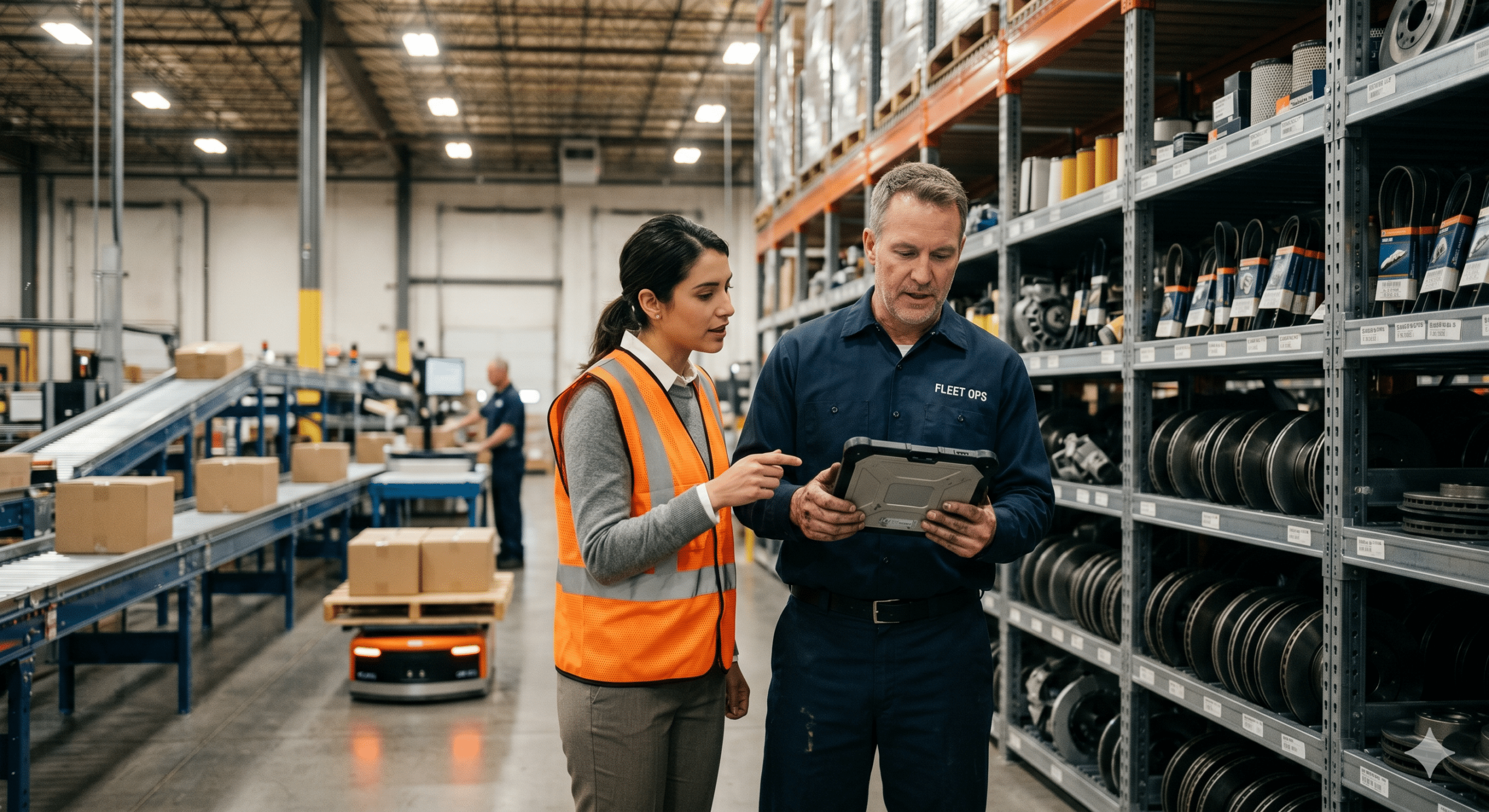 B2B marketplace for auto parts warehouse team managing automotive inventory and digital supply chain operations